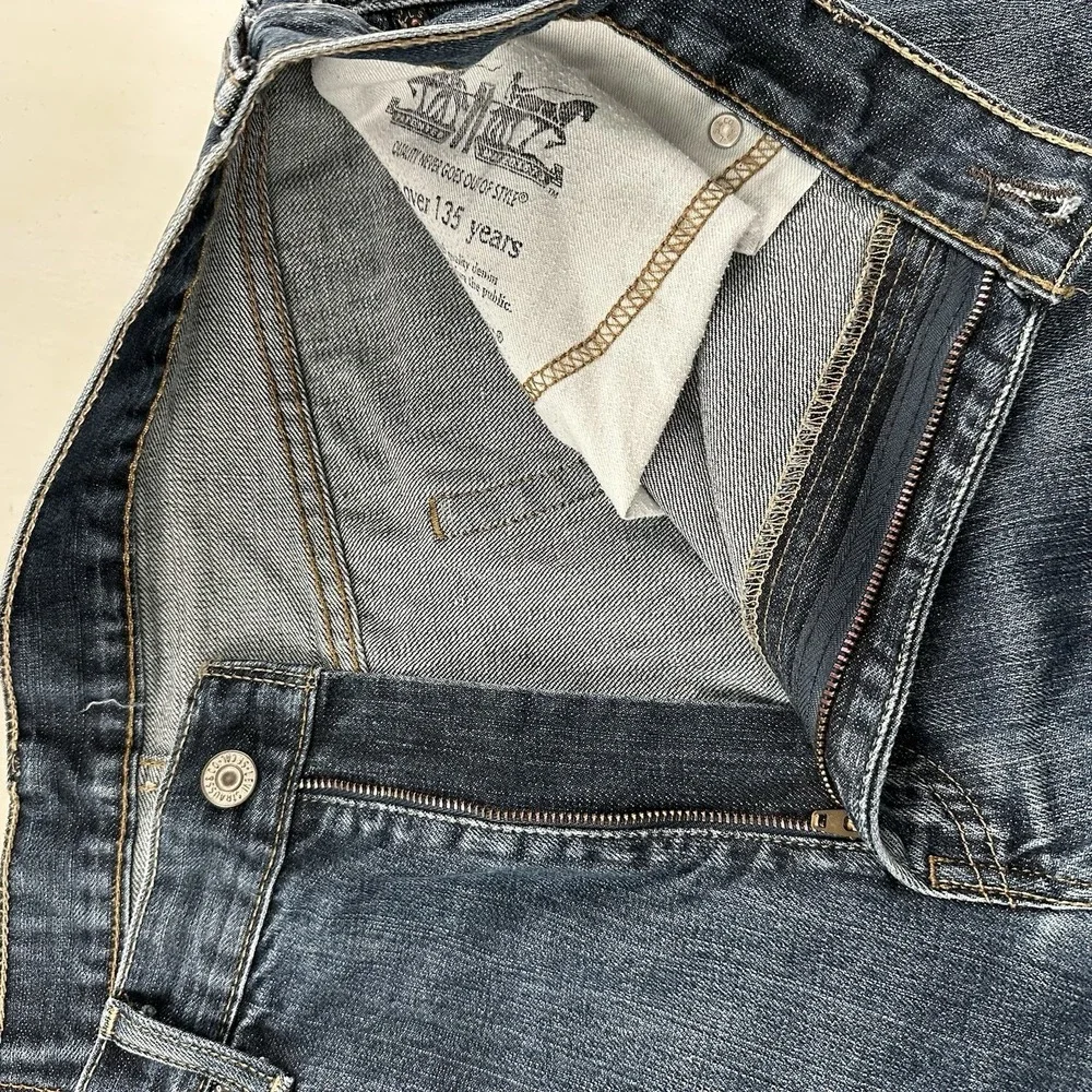 Y2K Levis 550 Relaxed Straight Jeans Fits 36x34 Distressed Blue Dark 100% Cotton